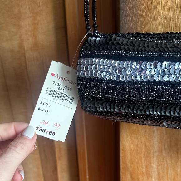 Appleseed's Black and Silver Beaded Clutch - Picture 2 of 2